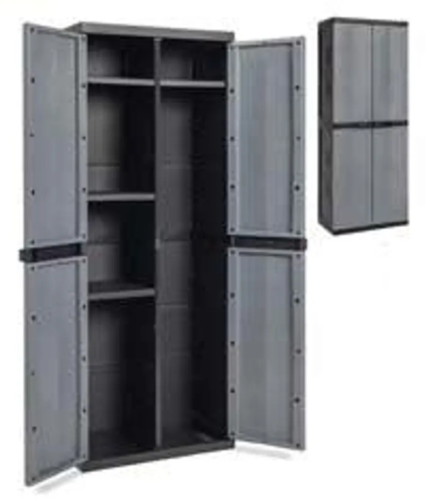 Armoire de service 4 étagères réglables résine noir et gris 165cm (h)