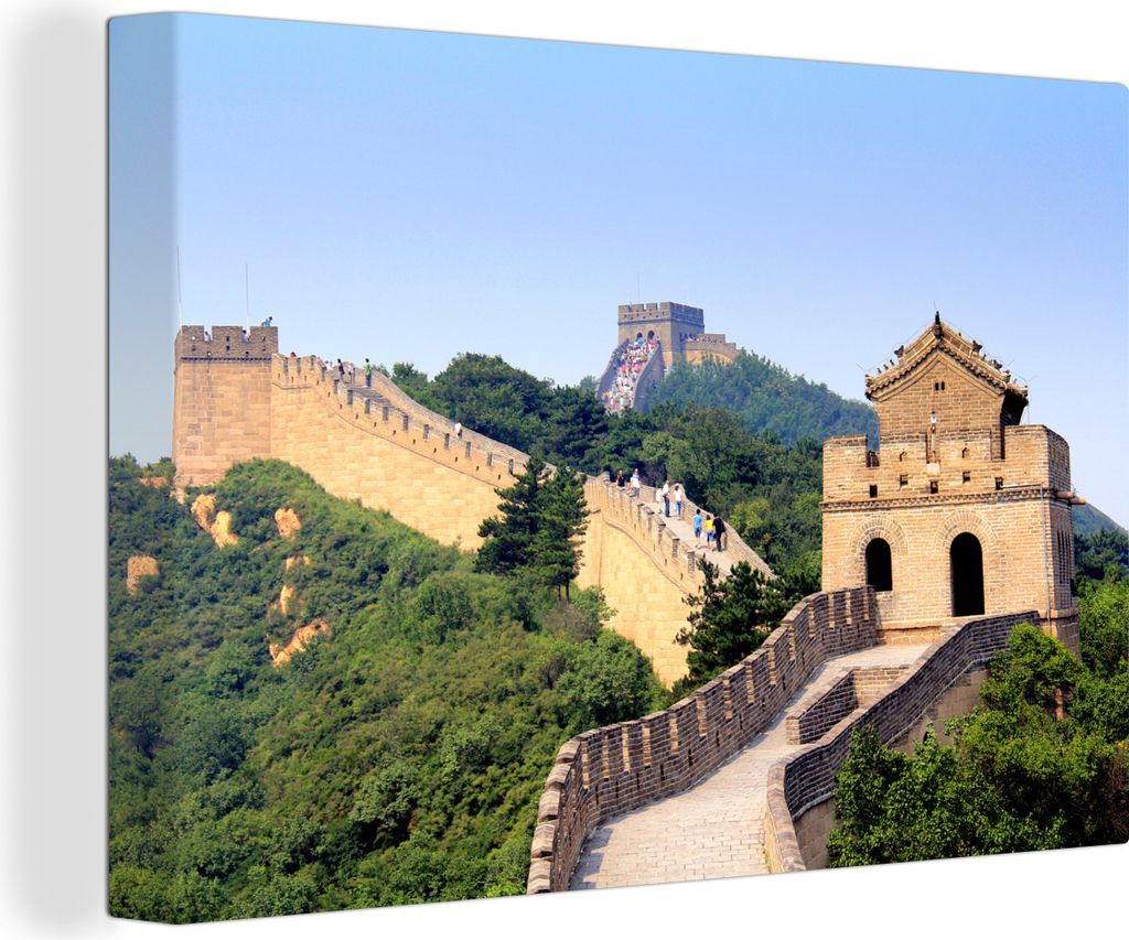 OneMillionCanvasses - Leinwandbilder - 140x90 cm, Blick auf die Chinesische Mauer in Peking, Wandbilder Kunstdruck Wanddekoration - Foto auf Lein...
