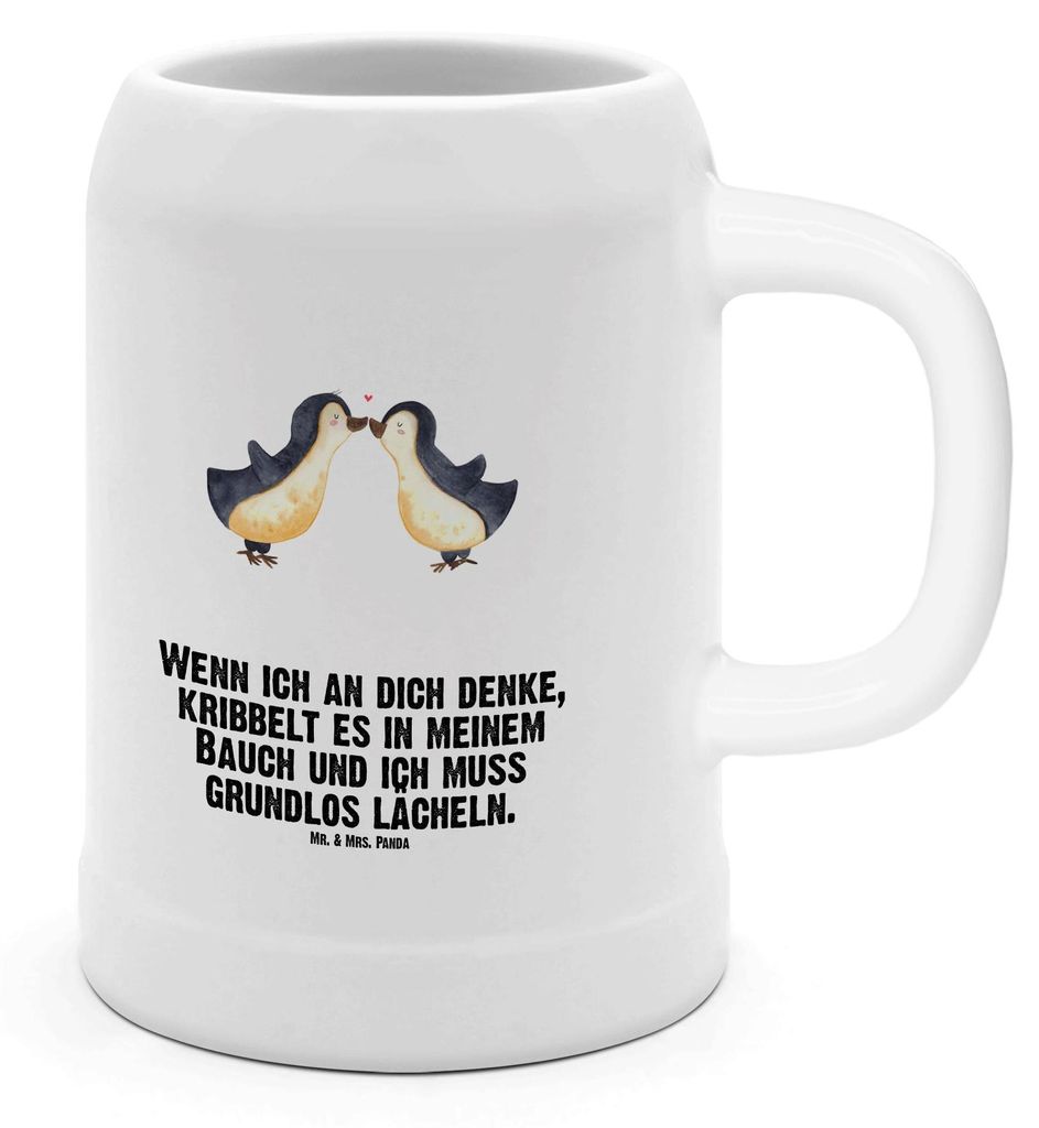 Mr. & Mrs. Panda Krug Pinguine Kuss - Weiß - Geschenk, Valentinstag, für Freundin, Bier Seidel, Jahrestag, Humpen, Steinbierkrug, Hochzeitstag, B...