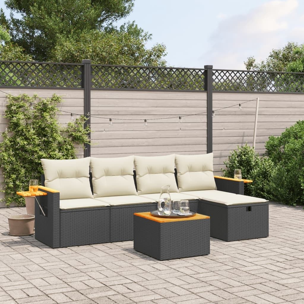 Maison Exclusive - 6-tlg. Garten-Sofagarnitur mit Kissen Schwarz Poly Rattan