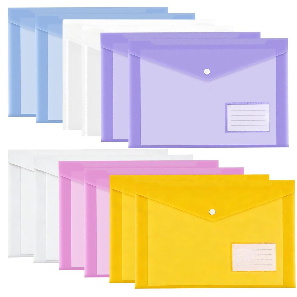 A4 Dokumentenmappe, 12 Stück, Archivmappen mit Visitenkartenhalter, A5 Dokumentenmappe für Akten, Papier, Büro, Schule (transparent, verschieden...