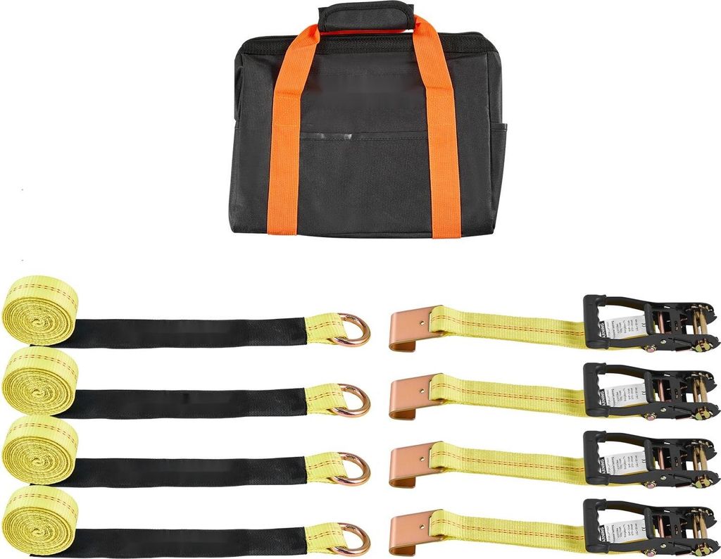 Radspanngurt - Reifengurt mit Flachhaken - Gurtband 5,08 cm x 3,048 m - Zugfestigkeit 4540 kg - Tragfähigkeit 1512 kg - Für Motorrad, SUV & Anhä...