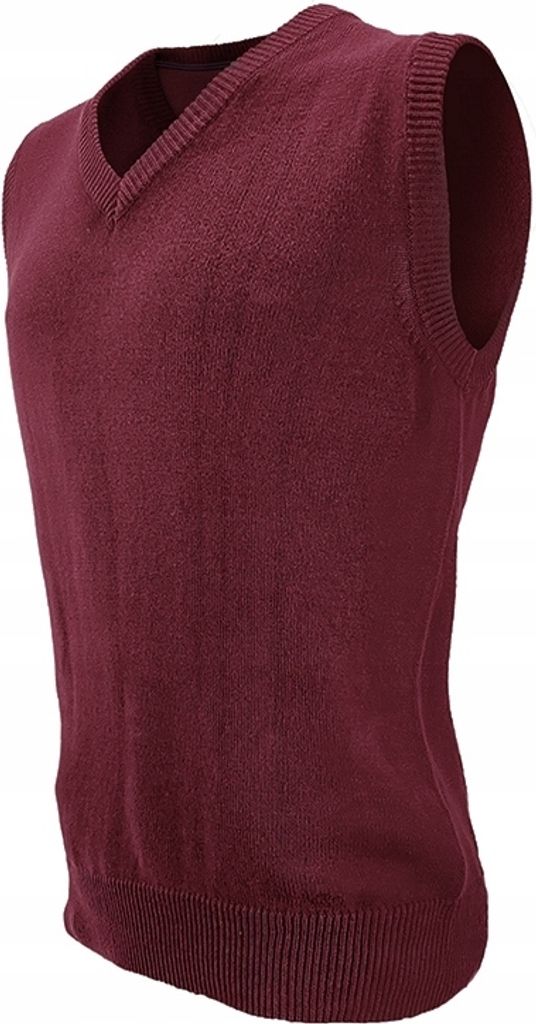 Strickweste Herren Weste pullunder V-Pullover Ärmellos Strickjacke 100%Baumwolle RED XXL