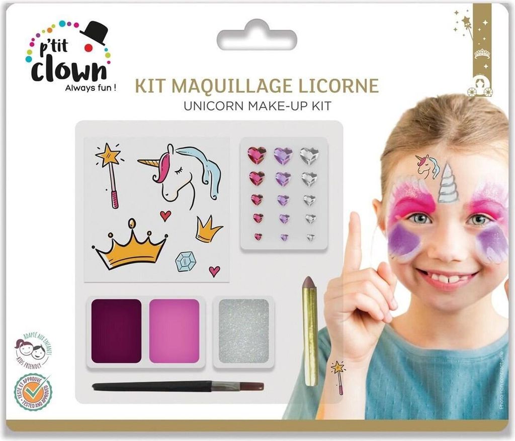 Schmink-Set mit Einhorn-Tattoos für Kinder - Einheitsgröße