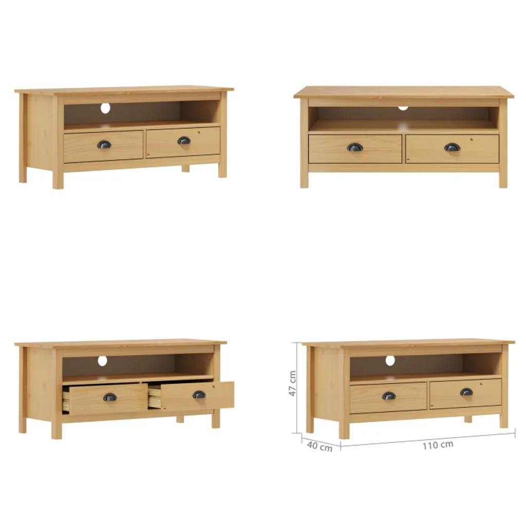 Mobile TV Hill vidaXL Marrone Miele 110x40x47 cm in Pino Massiccio