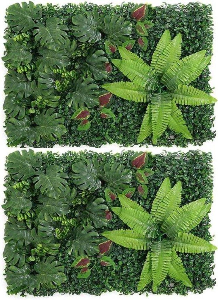 Kunstgras-Panel Wandbespannung - Onderhoudsfrei Blättergras - Garten Dekoration - 60 x 40 cm - Grün