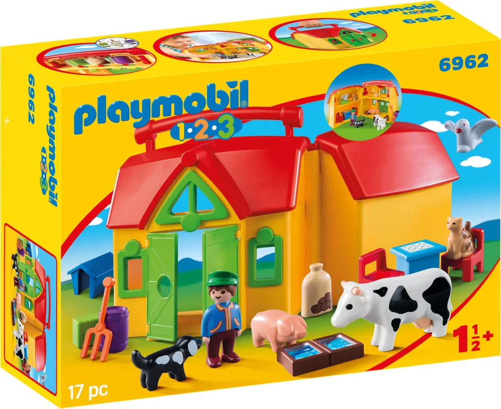 Jouet de voyage Ferme PLAYMOBIL 1.2.3. 6962 - Set complet pour enfants