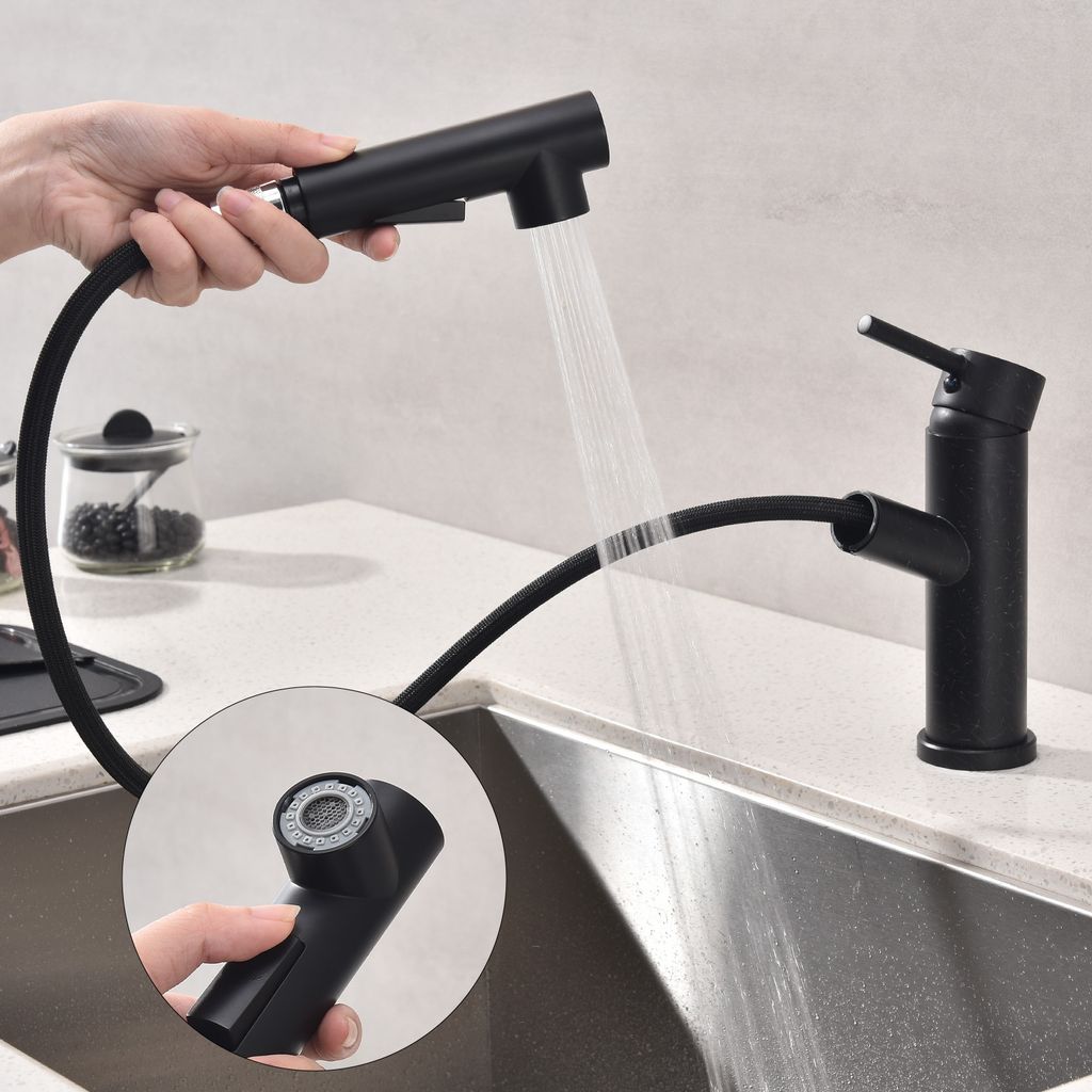 Homelody Schwarz Wasserhahn Küche,Küchenarmatur Zwei Produktbild 