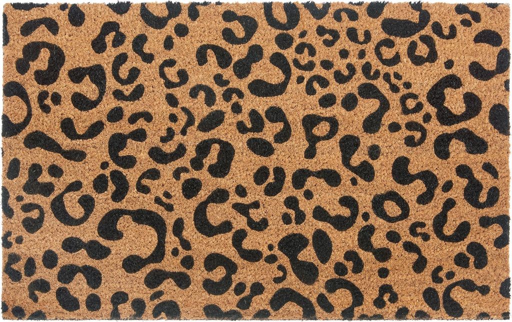 NYVI Fußmatte Kokos - Rutschfest, Wetterfest, für Innen und Außen - Schmutzfangmatte Kokosmatte - 45x75 cm Rechteckig - Leopard