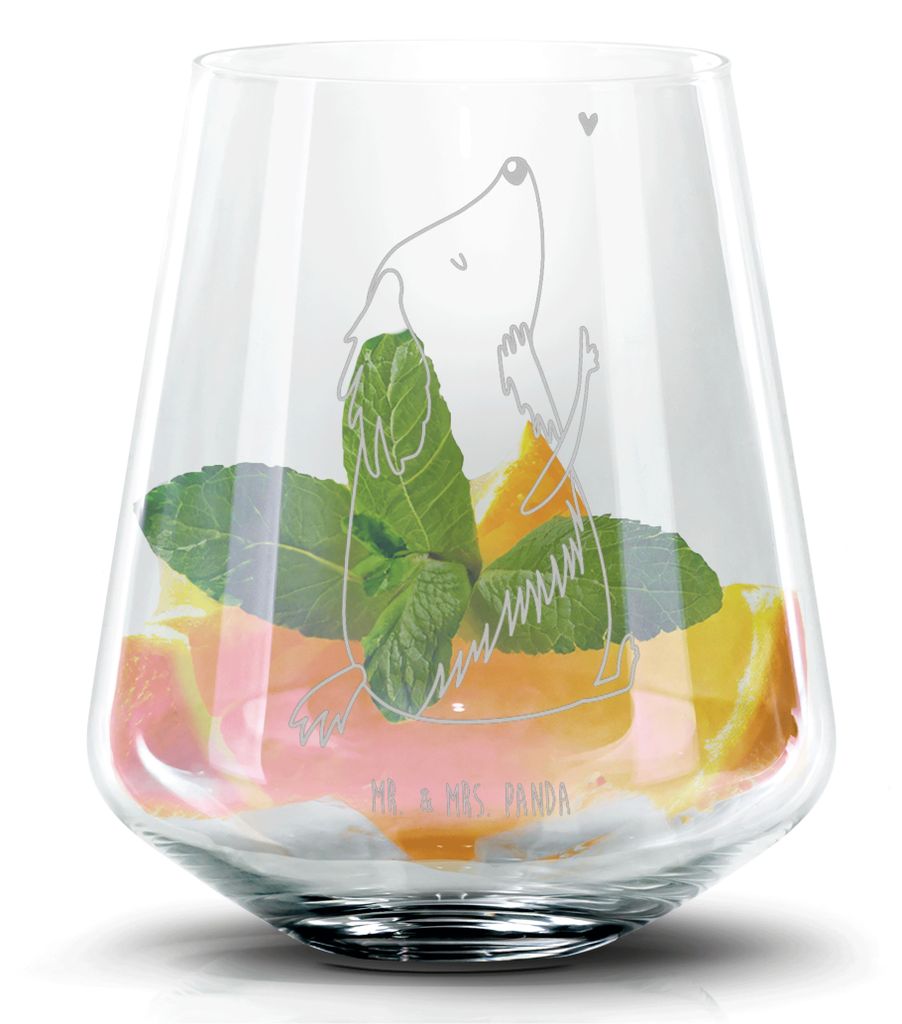 Mr. & Mrs. Panda Tumbler Hund Liebe - Transparent - Geschenk, Longdrinkglas, Gin Glas, Hunde, Whiskyglas, Cocktailglas, Caipirinha, Herz, Sprüche