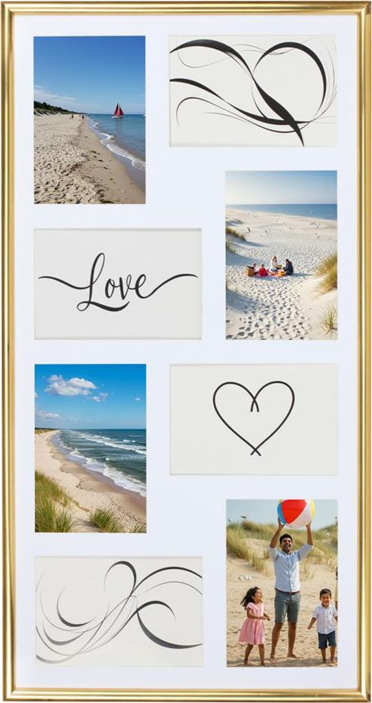 Galerie Bilderrahmen Kunststoff mit Passepartout & Klarglas Collagerahmen New Life Style - Farbe: Gold | Format: 8x 10x15