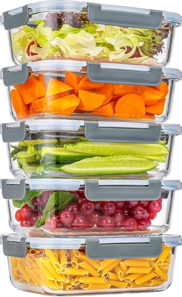 10-Teiliges(5 Sets) Glas-Frischhaltedosen Klickverschluss-Deckel, 1040 ml, BPA-frei, luftdicht & auslaufsicher, fš¹r Meal Prep & Lunch, ofen-, mi...