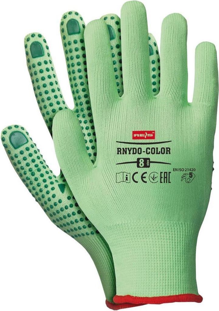 Arbeitshandschuhe mit PVC Noppen grün 8