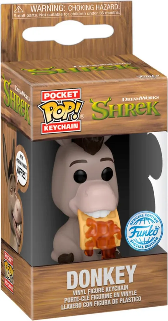 Porte-clés Pocket POP Shrek 30th L'Âne en Vinyle 4 cm avec Display