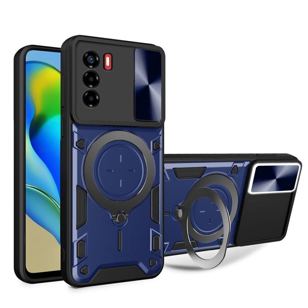 Outdoor Panzer Hülle für ZTE Handyhülle mit Slide Kameraschutz Ringhalter Bumper Blade V10 Vita Blau