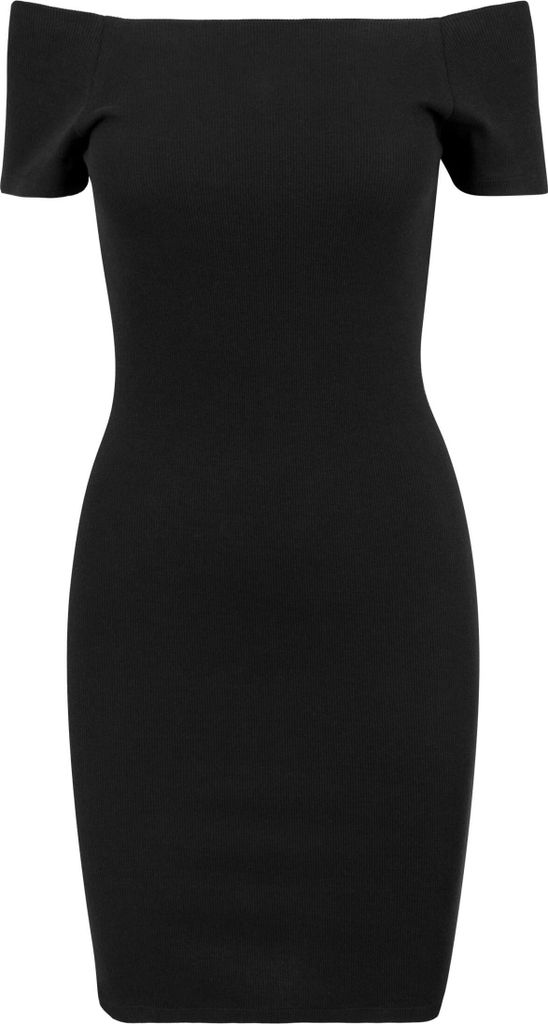 Urban Classics Kurzes Kleid Damen Ladies Off Shoulder Rib Dress schwarz XL