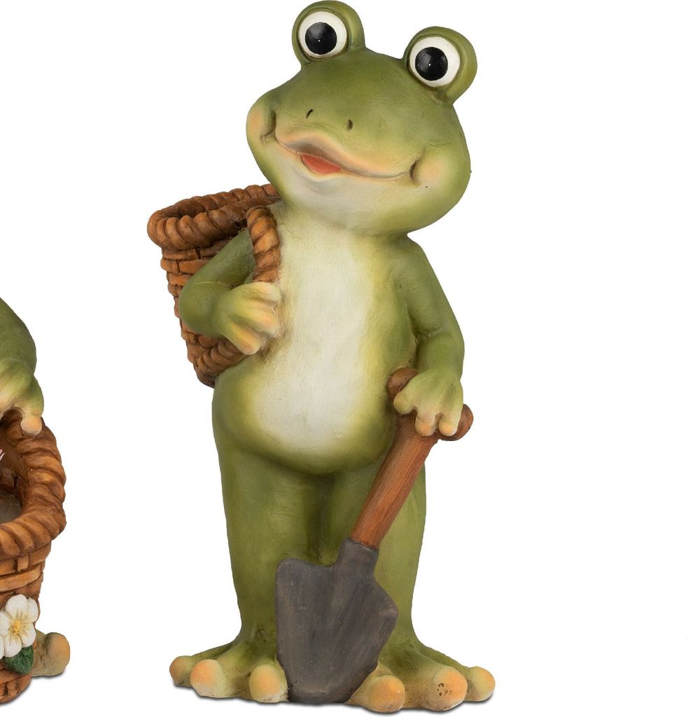 Dekofigur Frosch mit Pflanzkorb und Schaufel H. 43cm grün Formano Garten S25