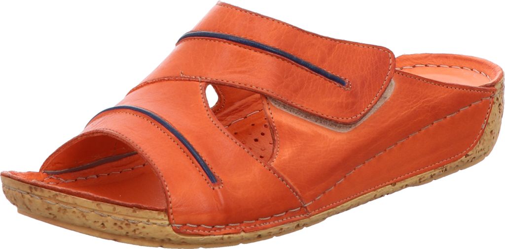 Gemini Damen Pantolette Klettverschluss Keilabsatz Leder 336054-02, Größe:40 EU, Farbe:Orange
