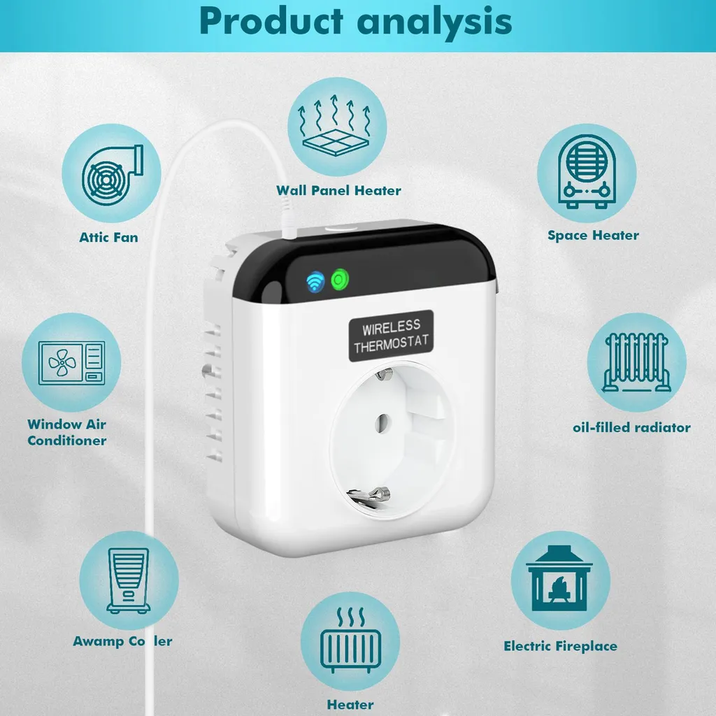 Prise intelligente avec thermostat programmable WiFi et commande vocale - 14