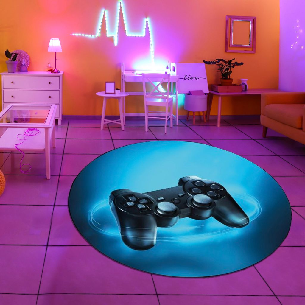 Gaming Teppich mit Joystick Größe - 80 cm Rund