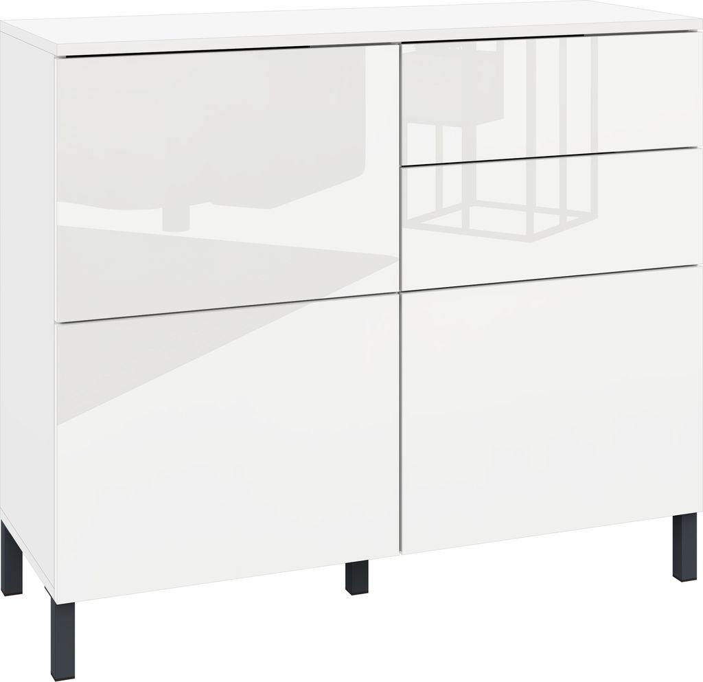 Kommode "Haama" 3-türig, weiß-glänzend Produktbild 