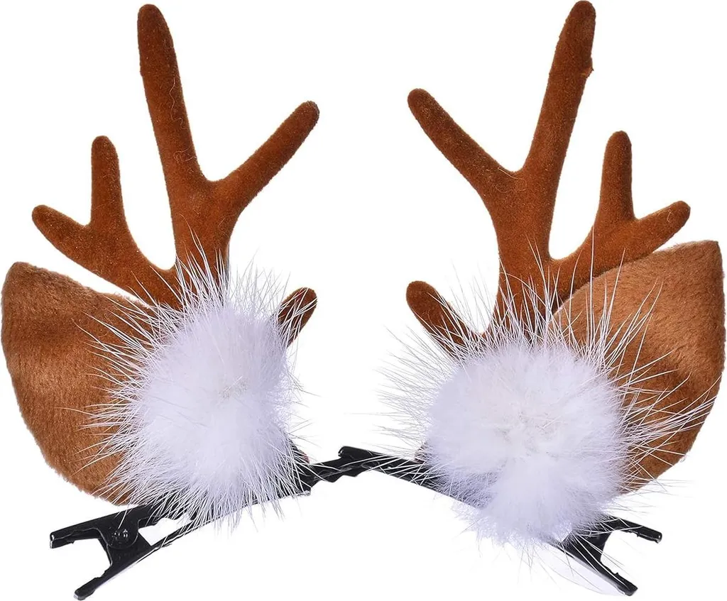 Barrettes à Cheveux Noël en Forme de Bois de Renne, Finition Velours