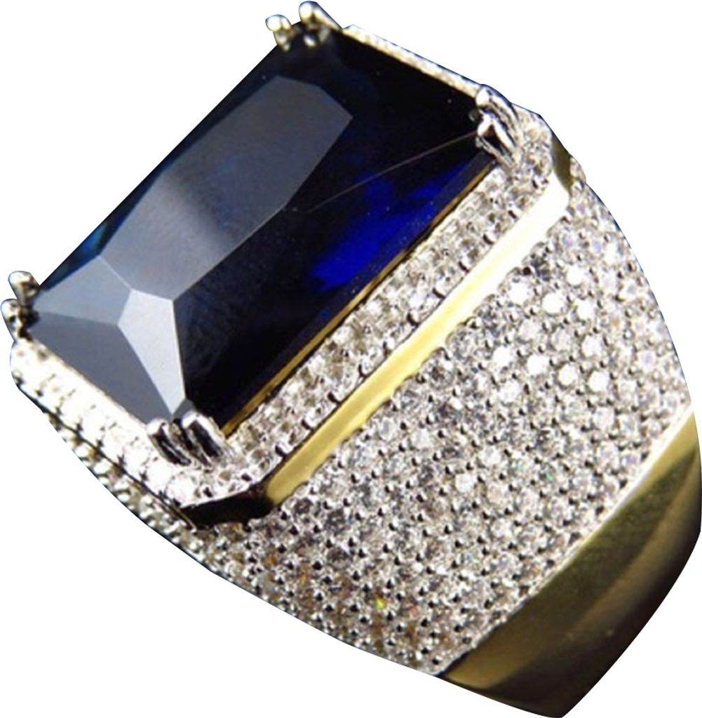 Punk Männer Quadratische Form Faux Rubin Saphir Intarsien Finger Ring Party Schmuck Geschenk-Blau,US 9