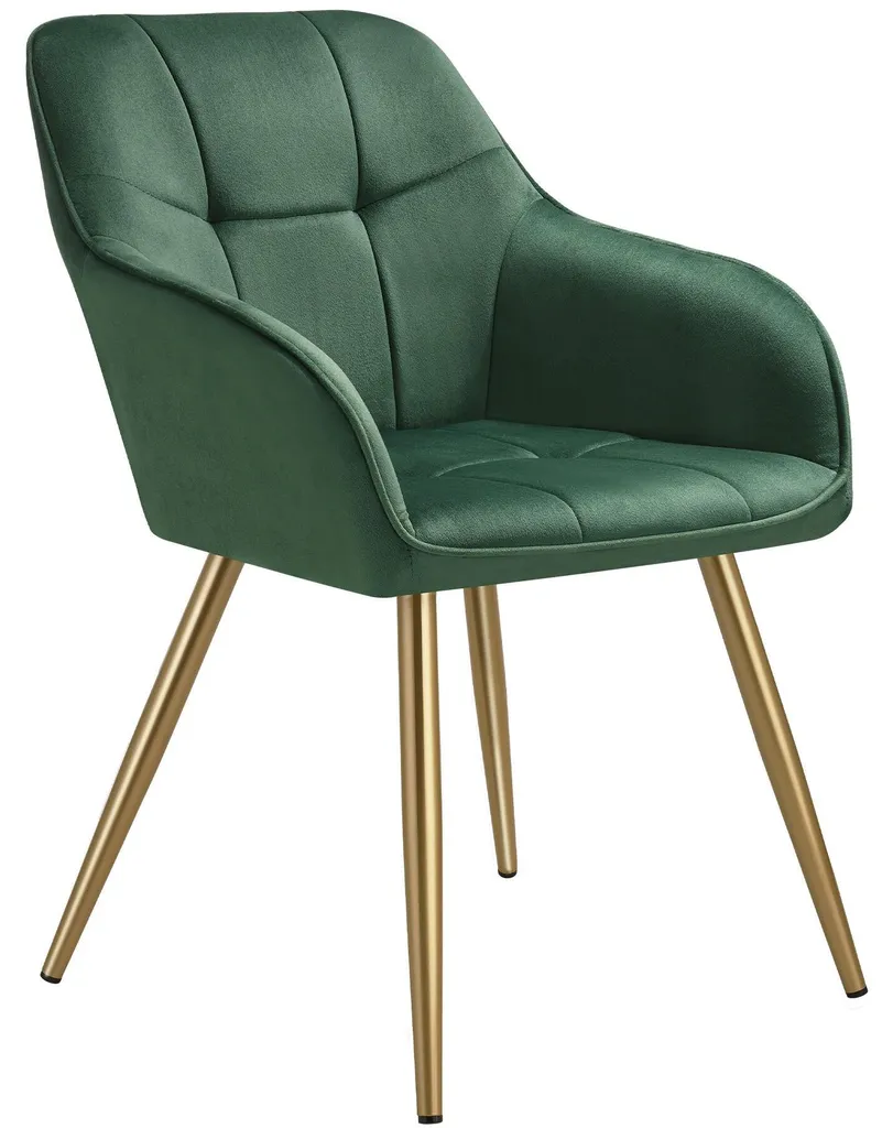 Chaise MARILYN vert foncé : Alliez confort capitonné et design luxe doré