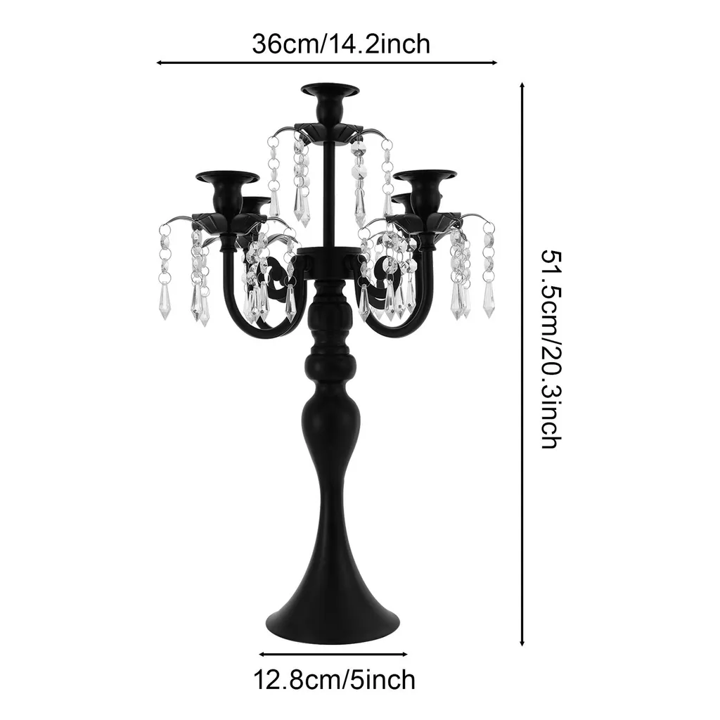 Chandelier Noir Stable 5 Branches 51.5cm - Centre de Table sans Risque - 6
