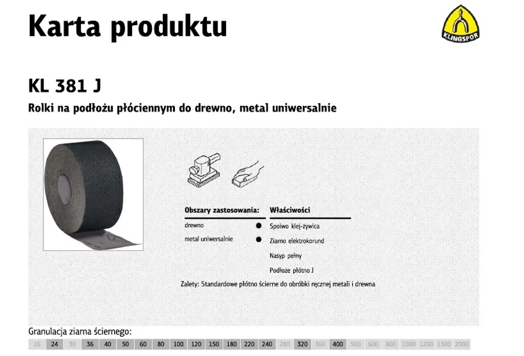 Klingspor KL 381 J Rotolo Abrasivo in Tela 200mm P80 - Fornitura 50mb - 2