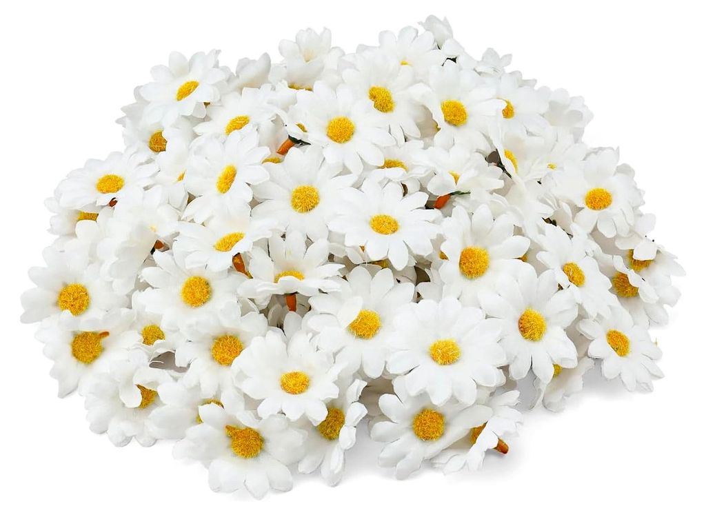 200 Stück Kunstblumen, Gänseblümchen Dekoration, Künstliche Blumen, Miniatur Balkonpflanzen, Streudeko für Hochzeit, Party, Heimwerken, Blumen...