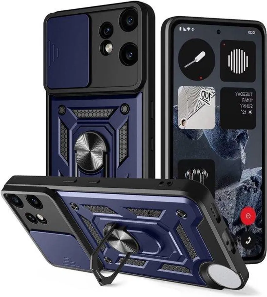 Étui bleu pour smartphone idéal vidéo avec son support rotatif 360