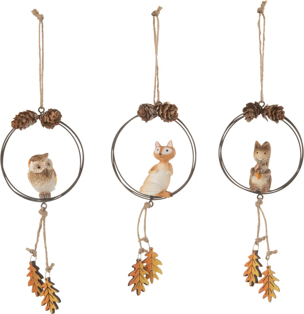Anneau Déco Suspendu pour Fenêtre et Mur Animaux Forêt Bois Métal 3 Mod