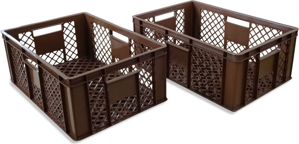 2 Stück Bäckerkiste Brötchenbox Brotbehälter Konditorenbox Stapelbox Gitterbox EURO-Norm 23 cm braun (2 x BK 23 braun)