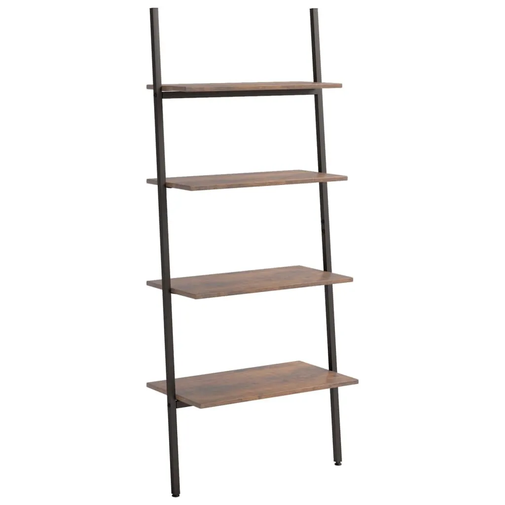 Scaffale a scala con 4 ripiani marrone scuro e nero 64x34x150,5 cm
