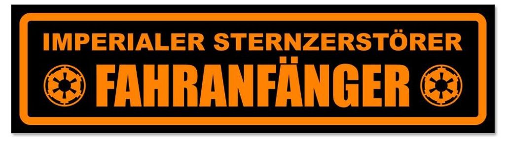 Kiwistar - Autoaufkleber - Orange - Schwarz - 60 x 16 cm - Fahranfänger Imperialer Sternzerstörer - Hinweis Aufkleber Sticker für Auto, Kfz, Fah...