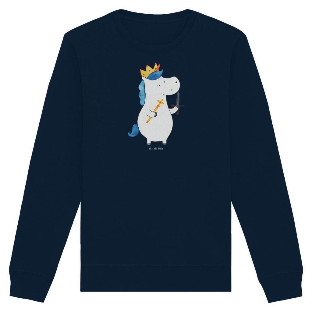 Mr. & Mrs. Panda Baumwoll Pullover Einhorn König mit Schwert Größe XL - French Navy - Geschenk, Pulli, Sweater, Ritter, Mittelalter, Unicorn, Sw...