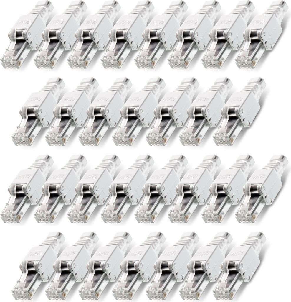 30x Netzwerkstecker CAT6A RJ45 Werkzeuglose Montage CAT 7 / 6 / 5 Netzwerk Kabel