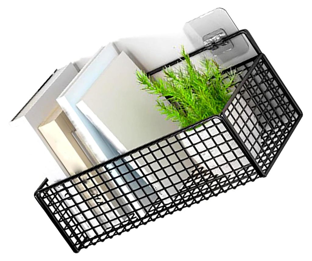 Wandaufbewahrungskorb, Stabiler Hänge-Organizer aus Kohlenstoffstahl für Schlafsäle und Schlafzimmer, Schwarz