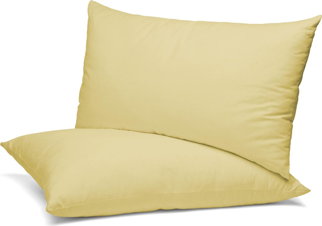 Beautex 2er Set Kissenbezug, Kissenhülle aus Baumwolle, Premium Jersey 160g/m²,Gelb,40x40cm