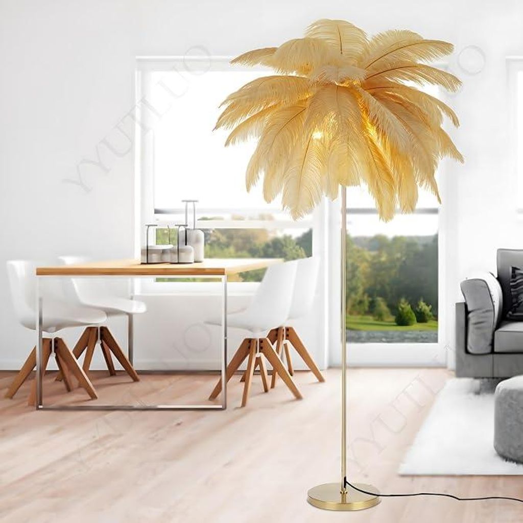 Moderne Federlampe, Stehlampe Aus Natürlichen Produktbild 