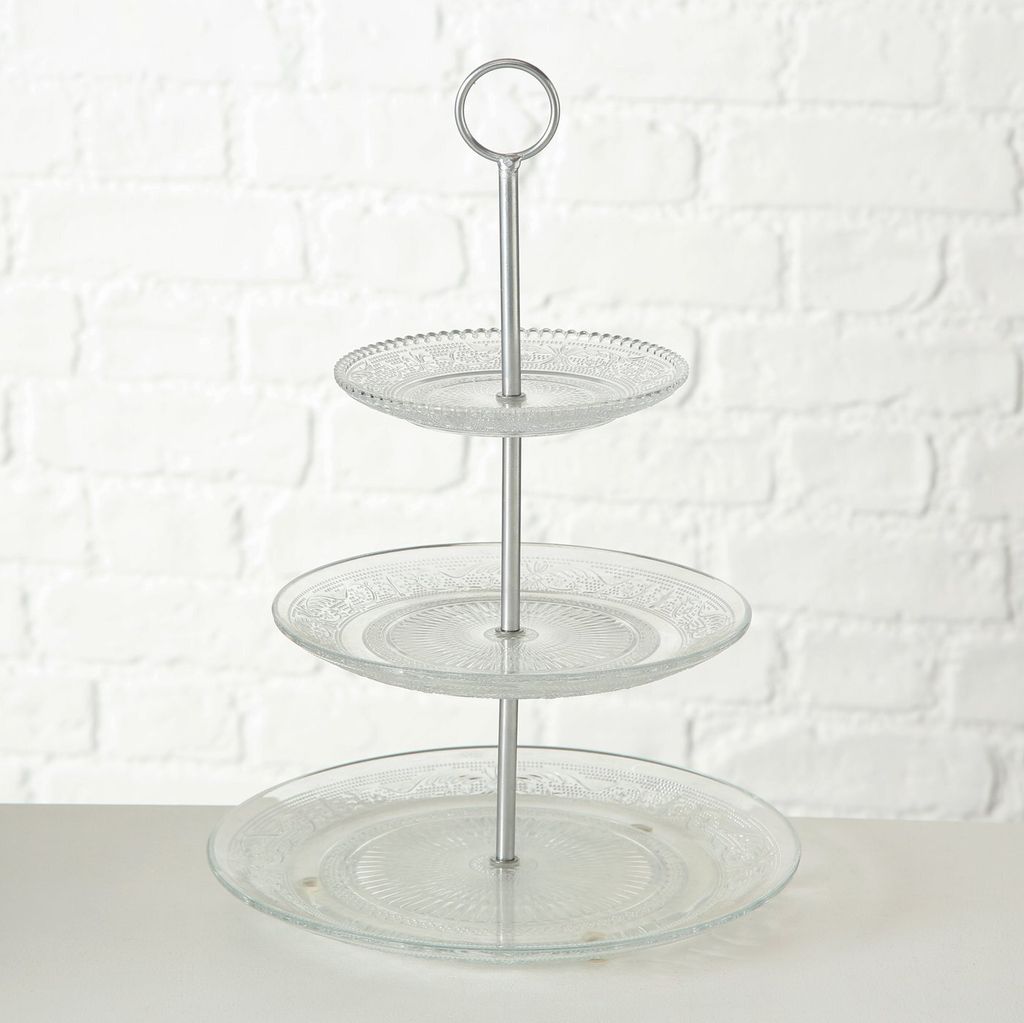 Boltze Etagere Relief 35cm Klarglas