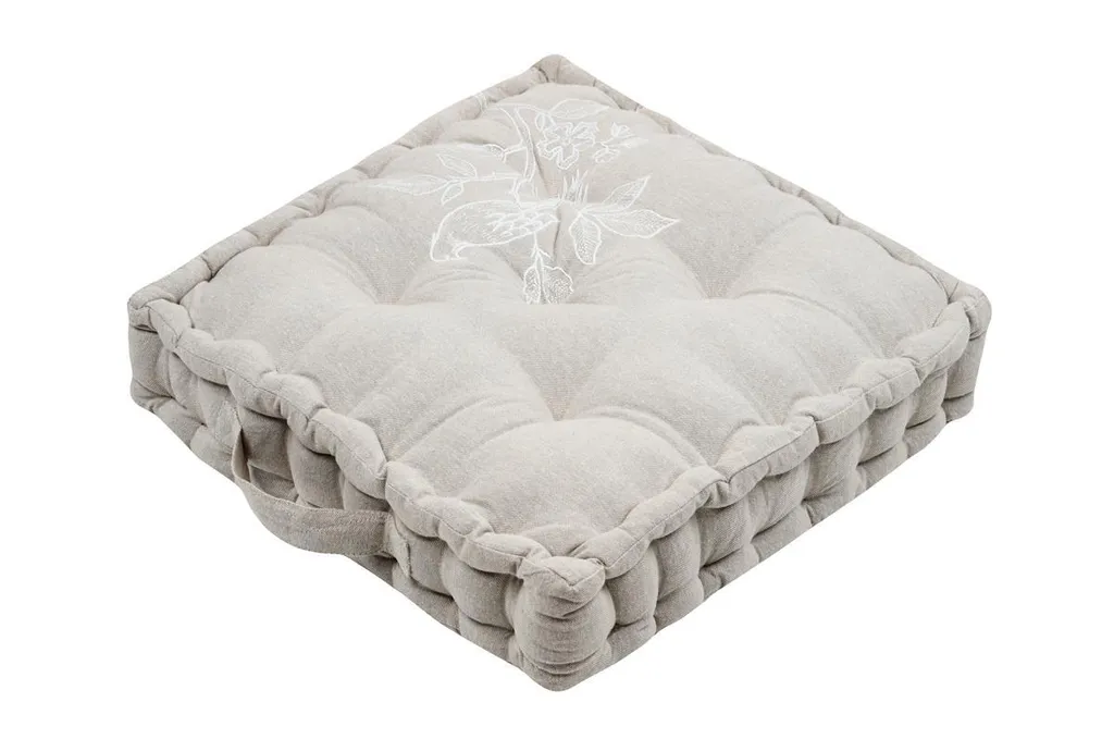 Cuscino Seduta da Terra Clarine 45x45x10 Beige | Cotone Lavabile a Mano