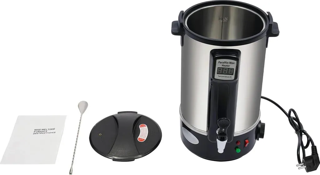 Fondeur de cire grande capacité 12L argenté cuve inox thermo-régulée