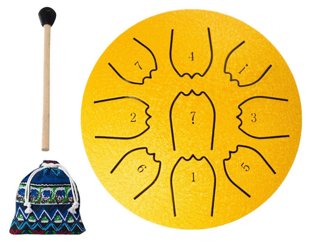 Stahltrommel 4/6 Zoll, 8/9 Töne, Regentrommel für den Garten, Klangheilungs-Musikinstrumente für Erwachsene und Kinder, Mini-Handpan-Trommeln f...