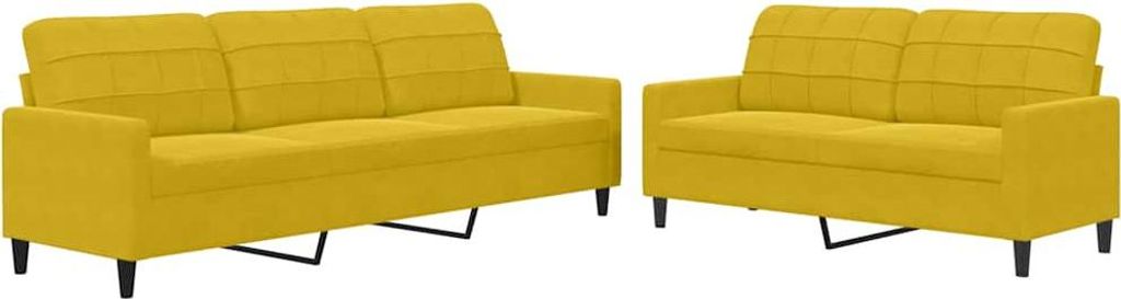 vidaXL 2-tlg. Sofagarnitur mit Kissen Gelb Samt