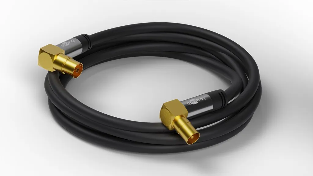 Cavo Antenna Goobay 1m 90 Gradi 135dB - Schermato 4x Nero Alta Qualità - 3