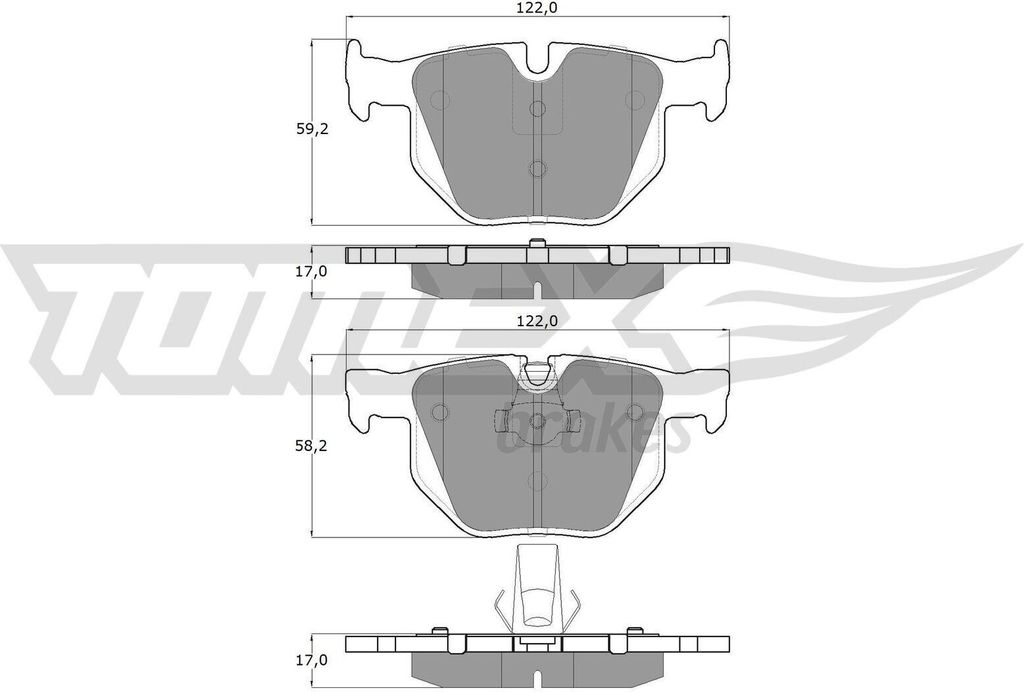 TOMEX brakes Bremsbeläge Satz Hinten Bremsklötze für BMW 5 Limousine (E60) TX 14-81