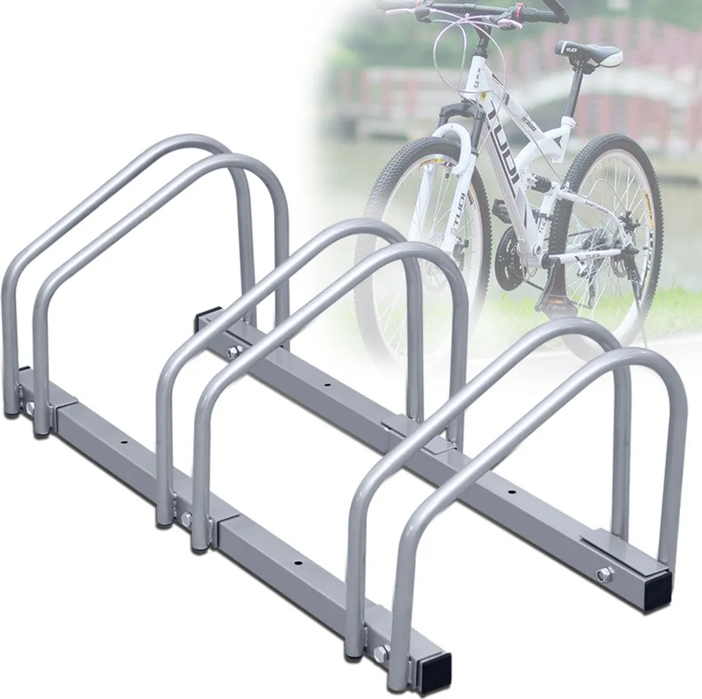Support vélo multiple pour 5 places, râtelier robuste en acier gris
