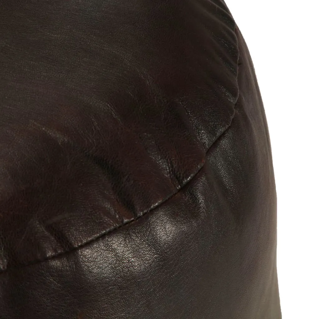 vidaXL Pouf Rond 60x30 cm en Véritable Cuir de Chèvre Marron Foncé
